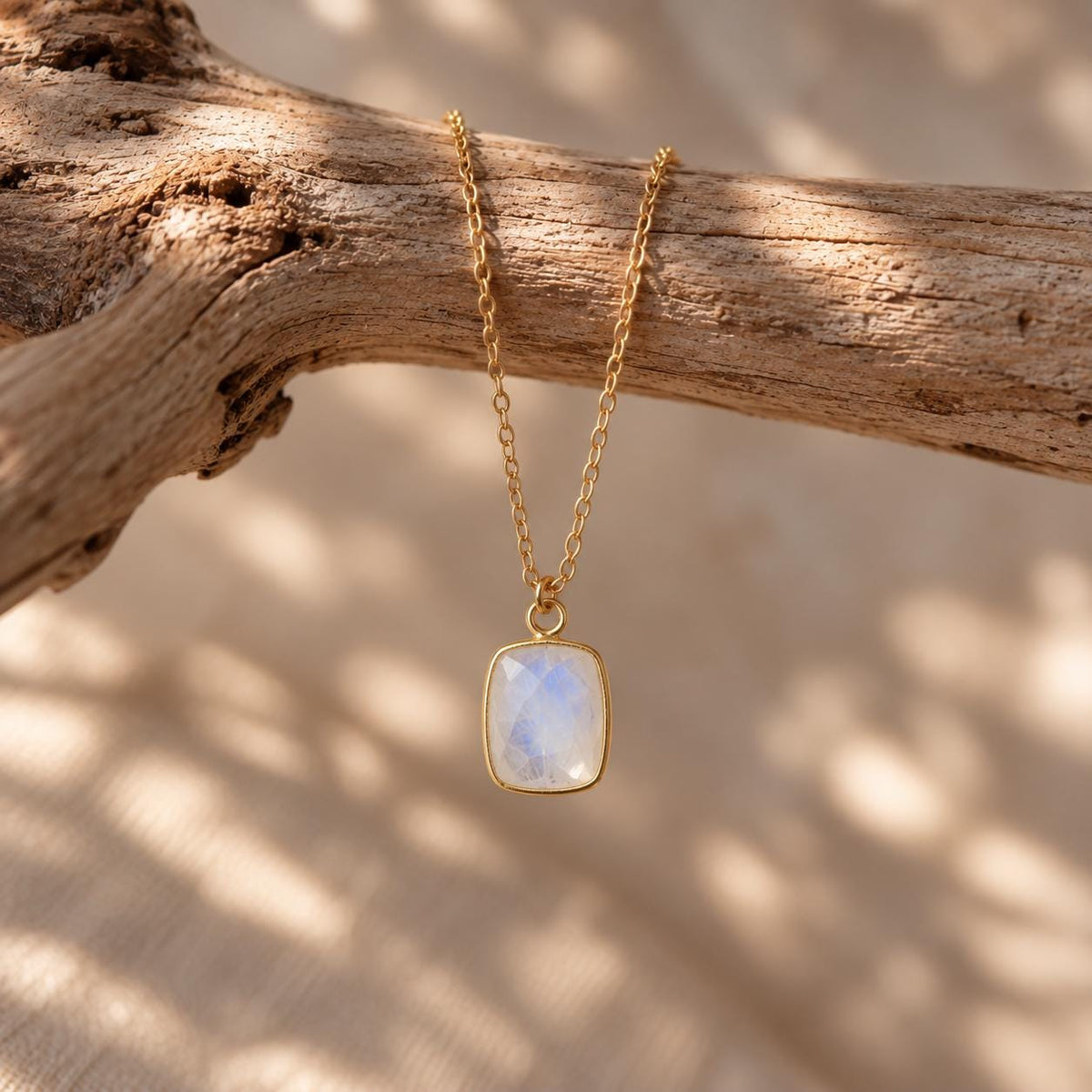 Natural Moonstone Necklace | 10x12mm Moonstone Pendant | Gold Gemstone Necklace | June Birthstone Jewelry | Dainty Moonstone Necklace