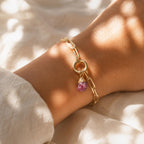Raw Sapphire Birthstone Bracelet | Gold or Silver Paperclip Chain Bracelet | September Birthstone Jewelry | Natural Sapphire Gift for Her
