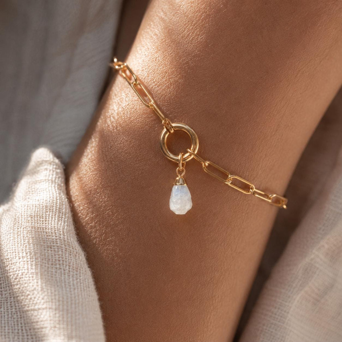 Raw Emerald Birthstone Bracelet | Gold or Silver Paperclip Chain Bracelet | May Birthstone Jewelry | Natural Emerald Gift for Her