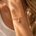 Raw Pink Opal Bracelet | Gold or Silver Paperclip Chain Bracelet | Natural Pink Gemstone Jewelry | October Birthstone Gift for Her