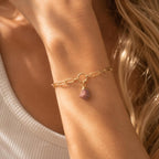 Raw Pink Opal Bracelet | Gold or Silver Paperclip Chain Bracelet | Natural Pink Gemstone Jewelry | October Birthstone Gift for Her