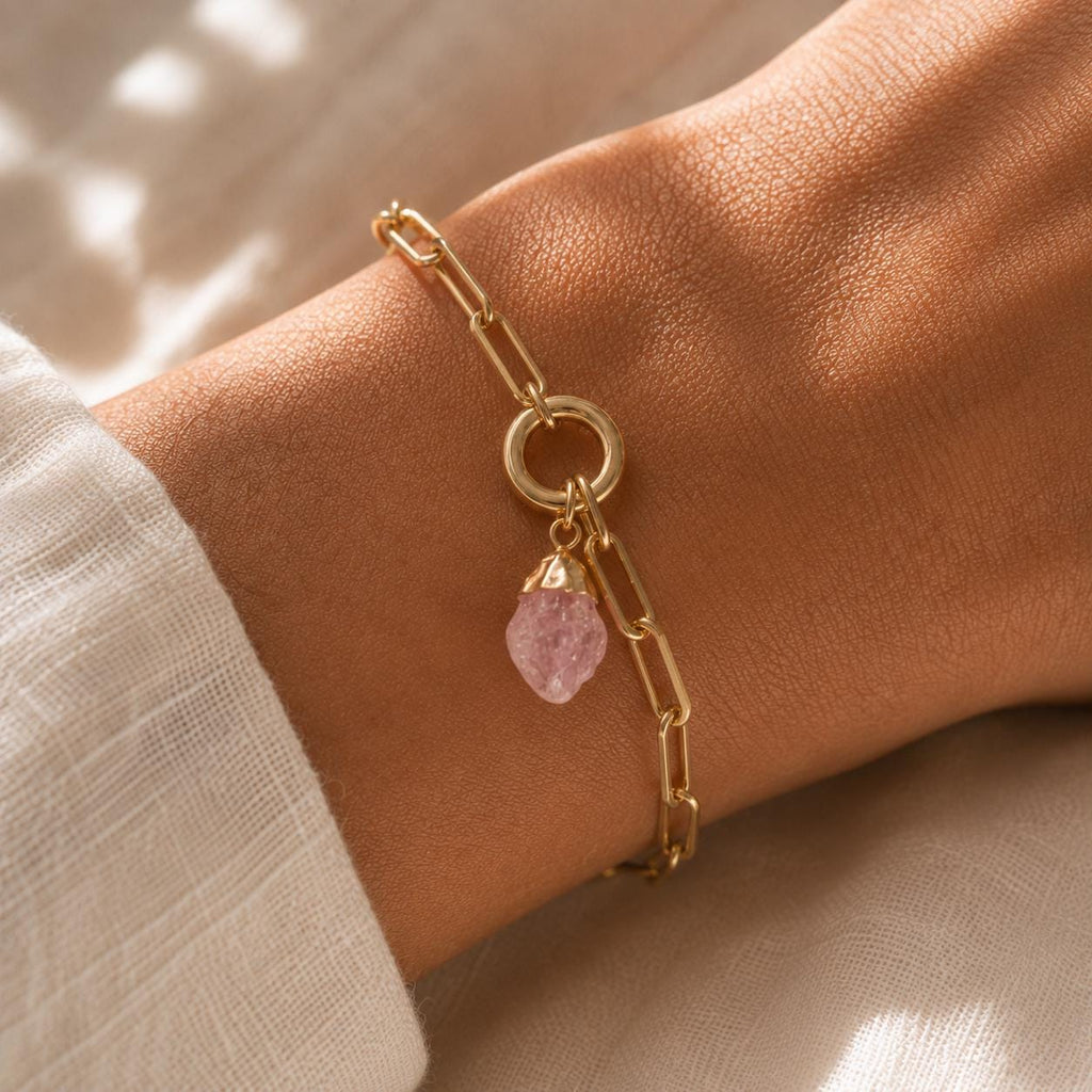 Raw Turquoise Bracelet | Gold or Silver Paperclip Chain | December Birthstone Jewelry | Natural Turquoise Gift for Her