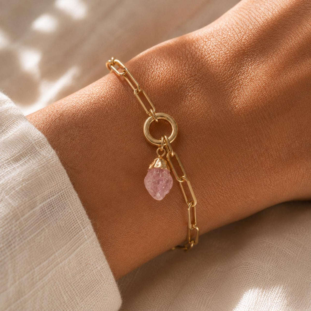 Raw Turquoise Bracelet | Gold or Silver Paperclip Chain | December Birthstone Jewelry | Natural Turquoise Gift for Her