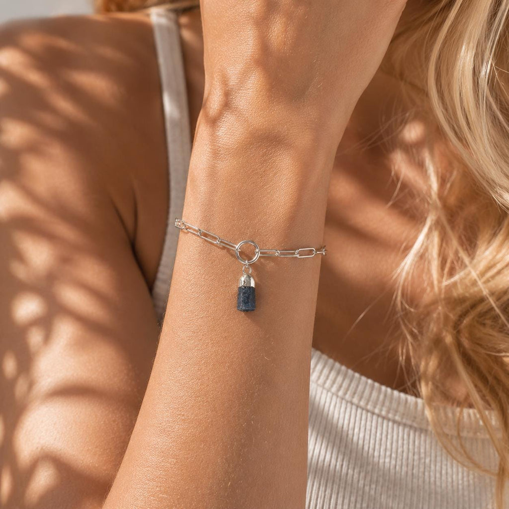 Raw Clear Quartz Bracelet | Gold or Silver Paperclip Chain Bracelet | Natural Crystal Charm Jewelry | April Birthstone Gift