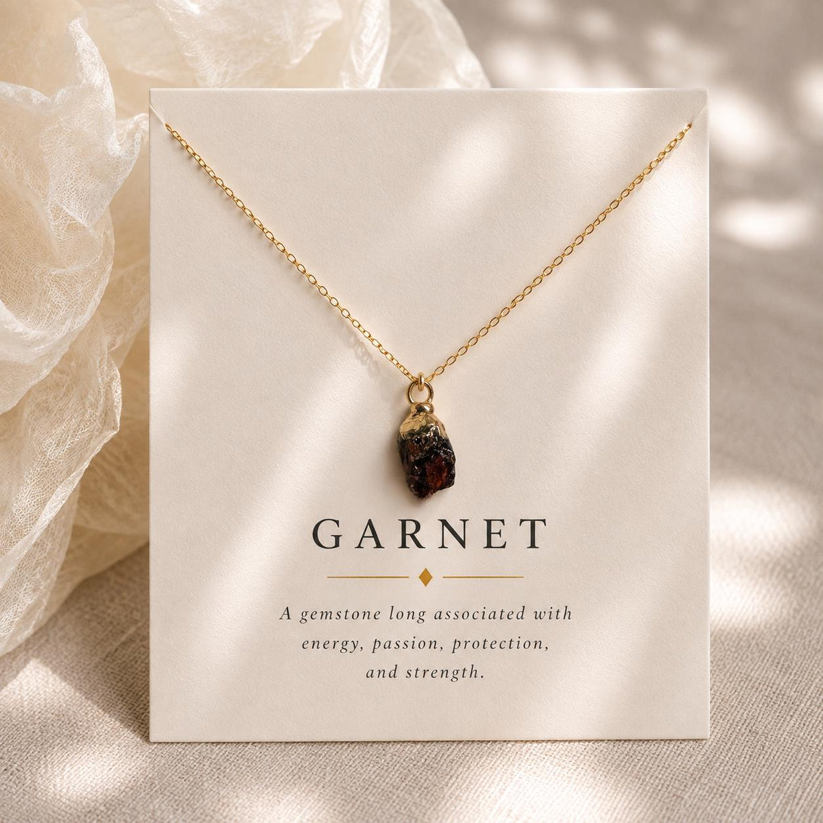 Raw Garnet Necklace, January Birthstone Necklace, Garnet Pendant, Dainty Gemstone Necklace, Meaningful Gift for Her