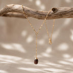 Raw Moonstone Lariat Necklace | Gold or Silver Y Necklace | June Birthstone Jewelry | Gemstone Drop Necklace | Dainty Moonstone Necklace