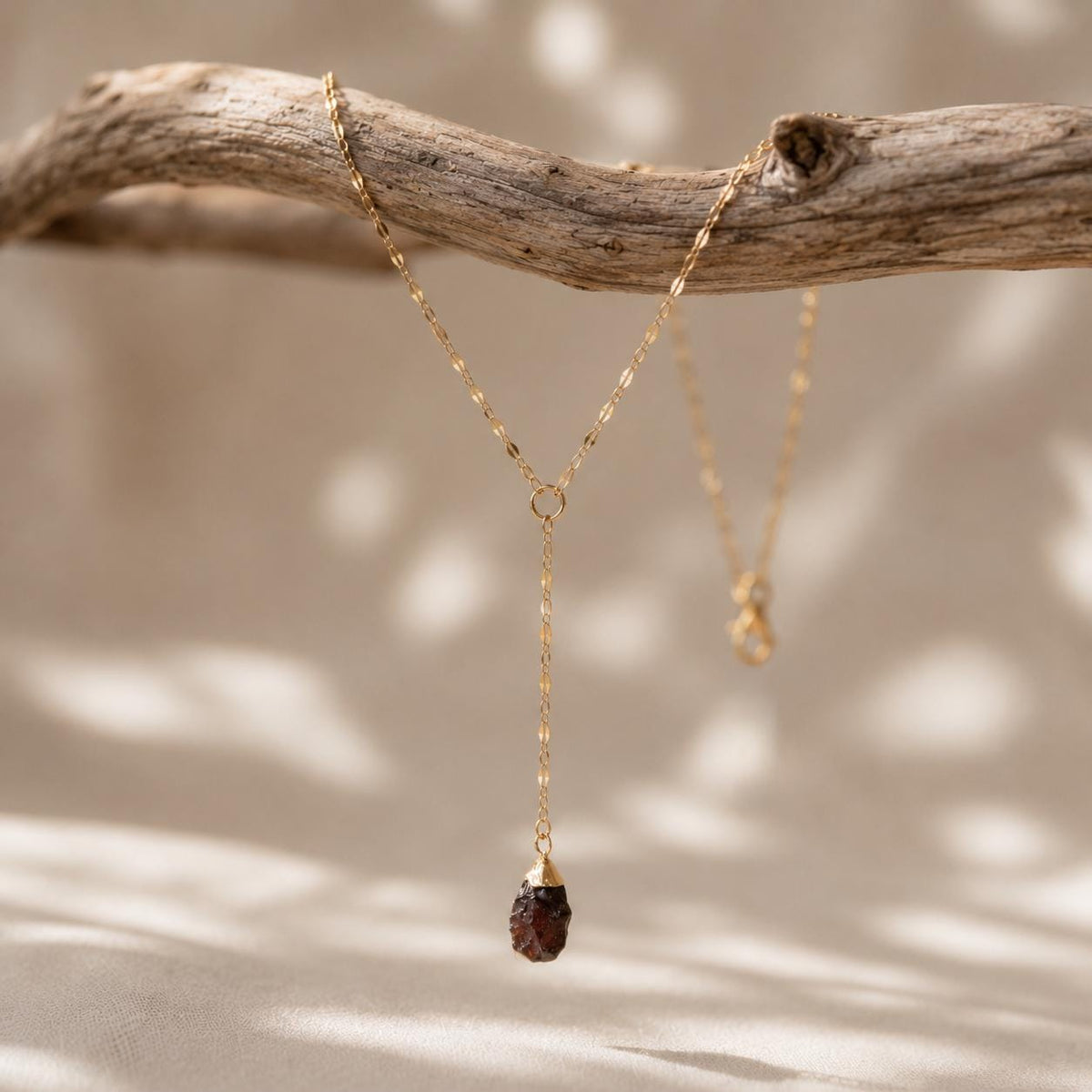 Raw Moonstone Lariat Necklace | Gold or Silver Y Necklace | June Birthstone Jewelry | Gemstone Drop Necklace | Dainty Moonstone Necklace