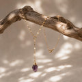 Raw Moonstone Lariat Necklace | Gold or Silver Y Necklace | June Birthstone Jewelry | Gemstone Drop Necklace | Dainty Moonstone Necklace