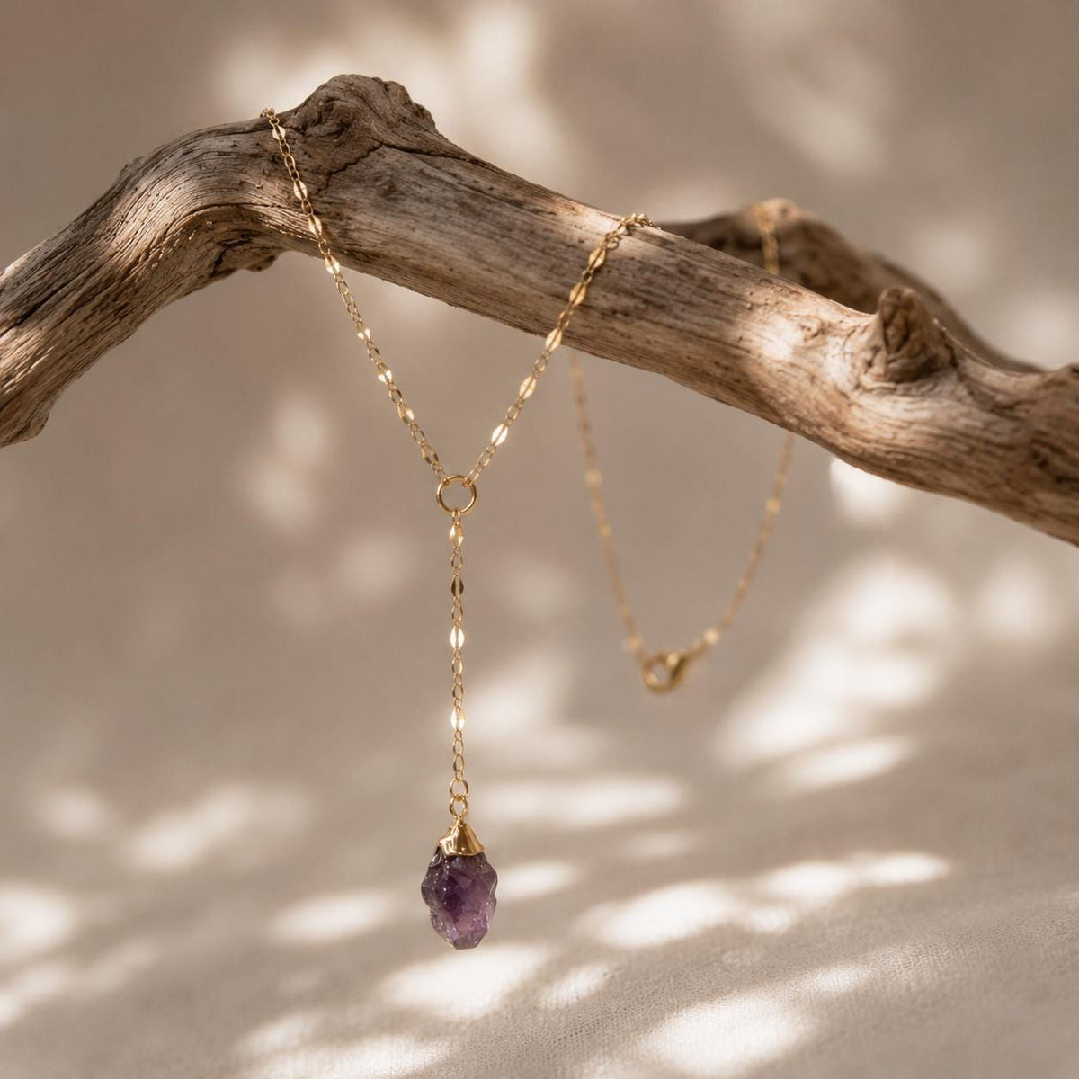 Raw Moonstone Lariat Necklace | Gold or Silver Y Necklace | June Birthstone Jewelry | Gemstone Drop Necklace | Dainty Moonstone Necklace