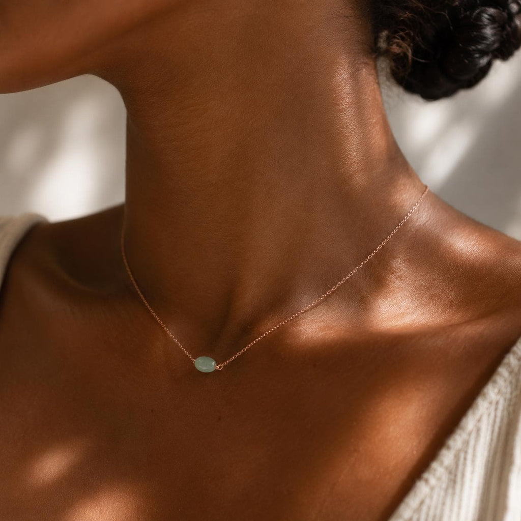 Green Aventurine Necklace • Genuine Gemstone Necklace • Minimalist Crystal Pendant Necklace • Dainty Everyday Jewelry Gift for Her