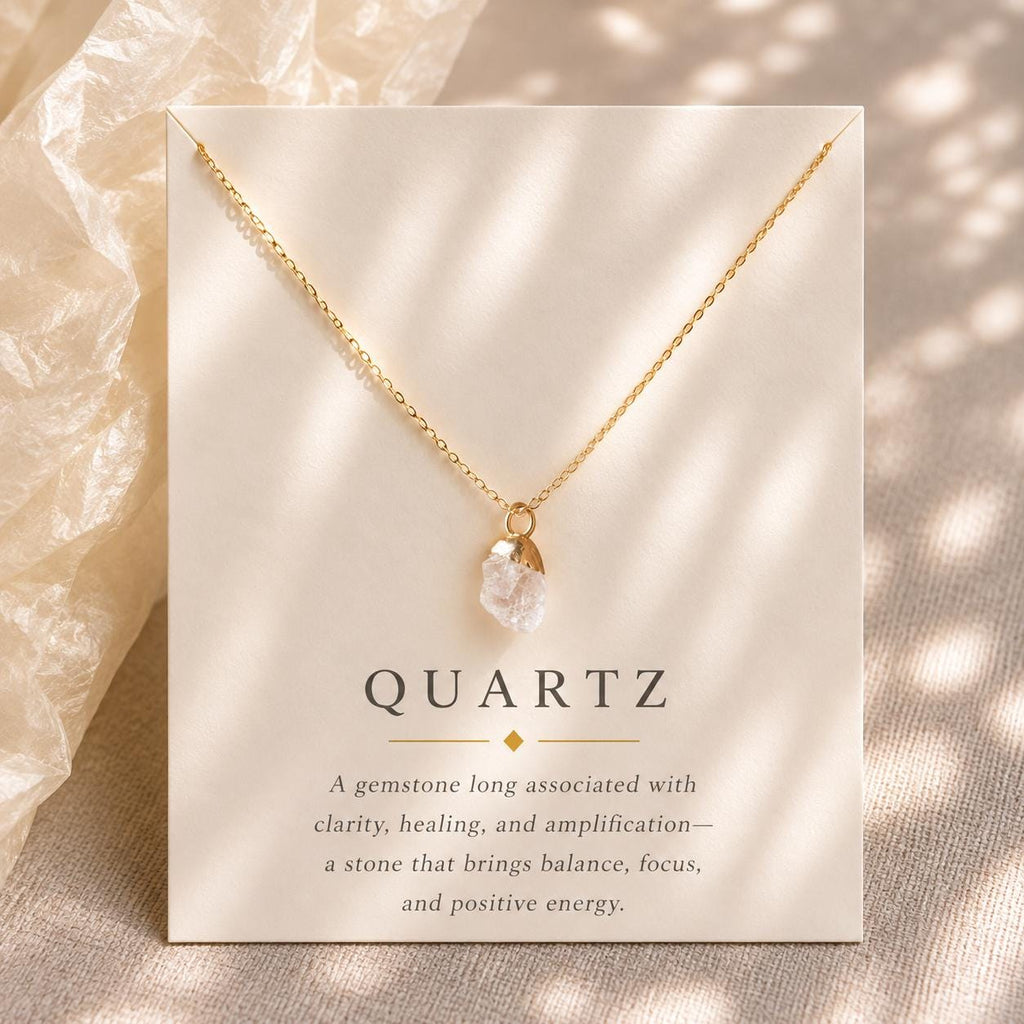 Raw Quartz Necklace, Clear Quartz Necklace, April Birthstone Necklace, Dainty Crystal Pendant, Meaningful Gemstone Gift for Her