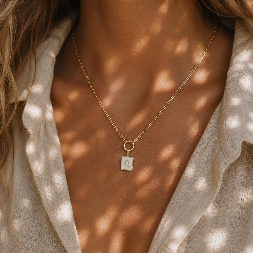 Zodiac Charm Keeper Necklace | Waterproof Gold Zodiac Necklace | Personalized Astrology Jewelry | Birth Sign Charm Necklace | Zodiac Gift