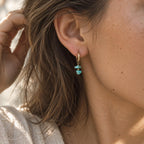 Turquoise Huggie Earrings | Natural Gemstone Gold Hoops | Dainty Turquoise Drop Earrings | Minimalist Gemstone Jewelry