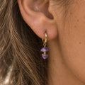 Amethyst Huggie Earrings | Natural Gemstone Gold Hoops | Dainty Purple Gemstone Earrings | February Birthstone Jewelry