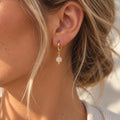 Genuine Natural Opal Huggie Earrings | Ethiopian Opal Gold Hoops | Dainty Opal Drop Earrings | October Birthstone Jewelry