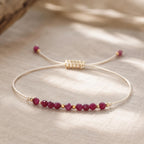 July Birthstone Wish Bracelet | Ruby Gemstone Bracelet | Adjustable Cord Bracelet | July Birthday Gift for Her | Dainty Birthstone Jewelry