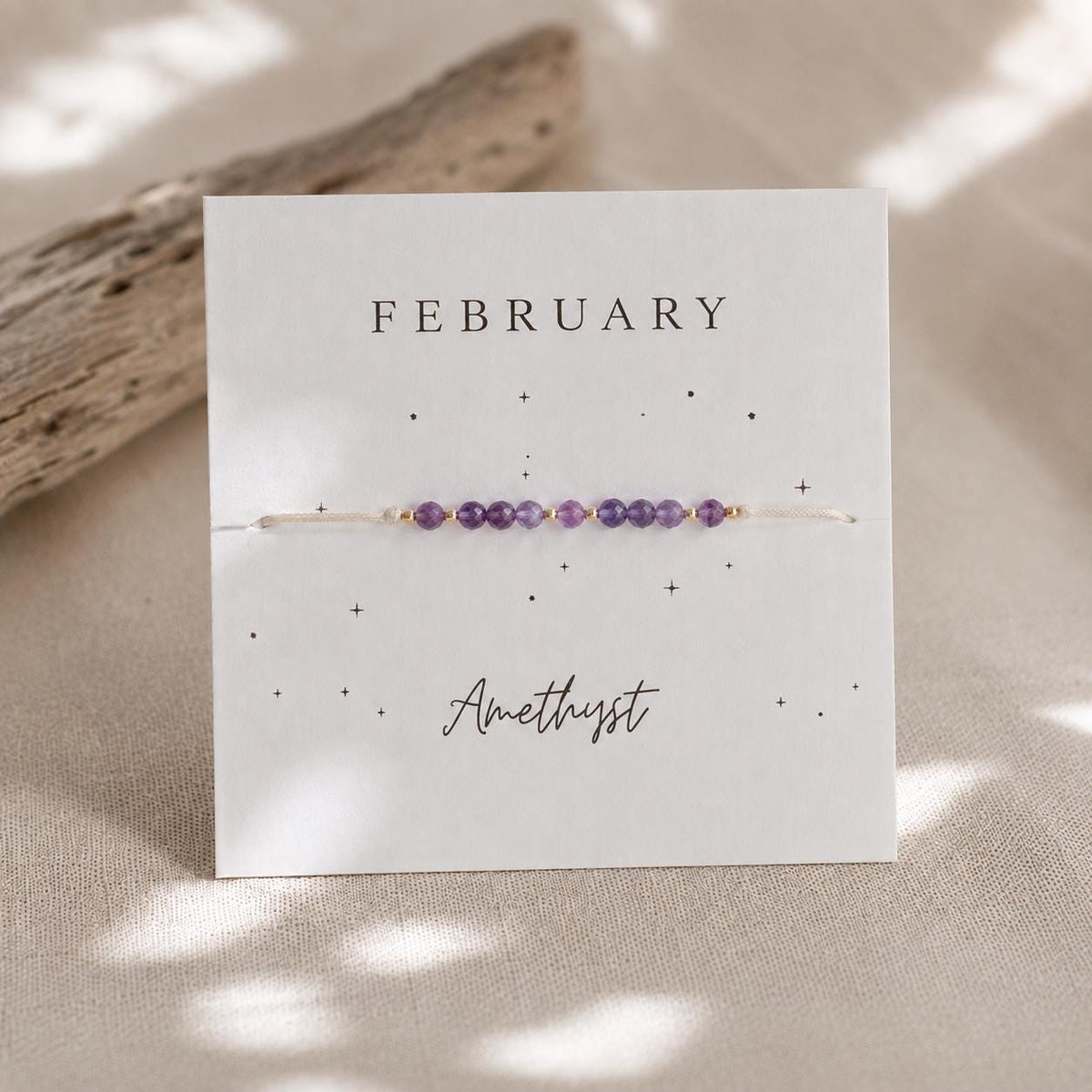 February Birthstone Wish Bracelet | Amethyst Gemstone Bracelet | Adjustable Cord Bracelet | February Birthday Gift for Her | Dainty Jewelry