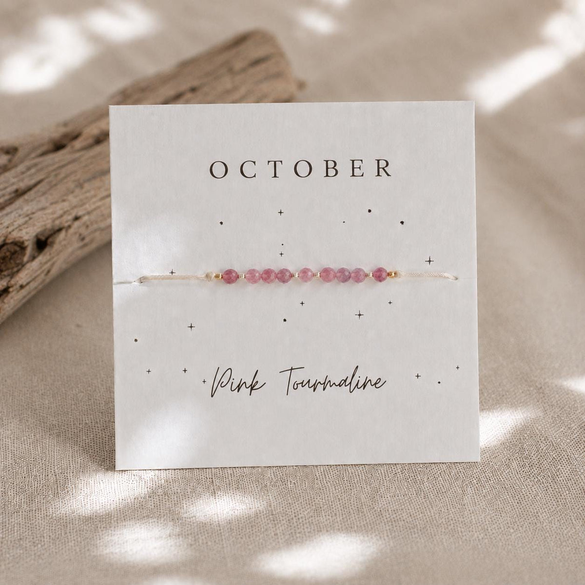 October Birthstone Wish Bracelet | Pink Tourmaline Bracelet | Adjustable Cord Bracelet | October Birthday Gift for Her | Dainty Jewelry