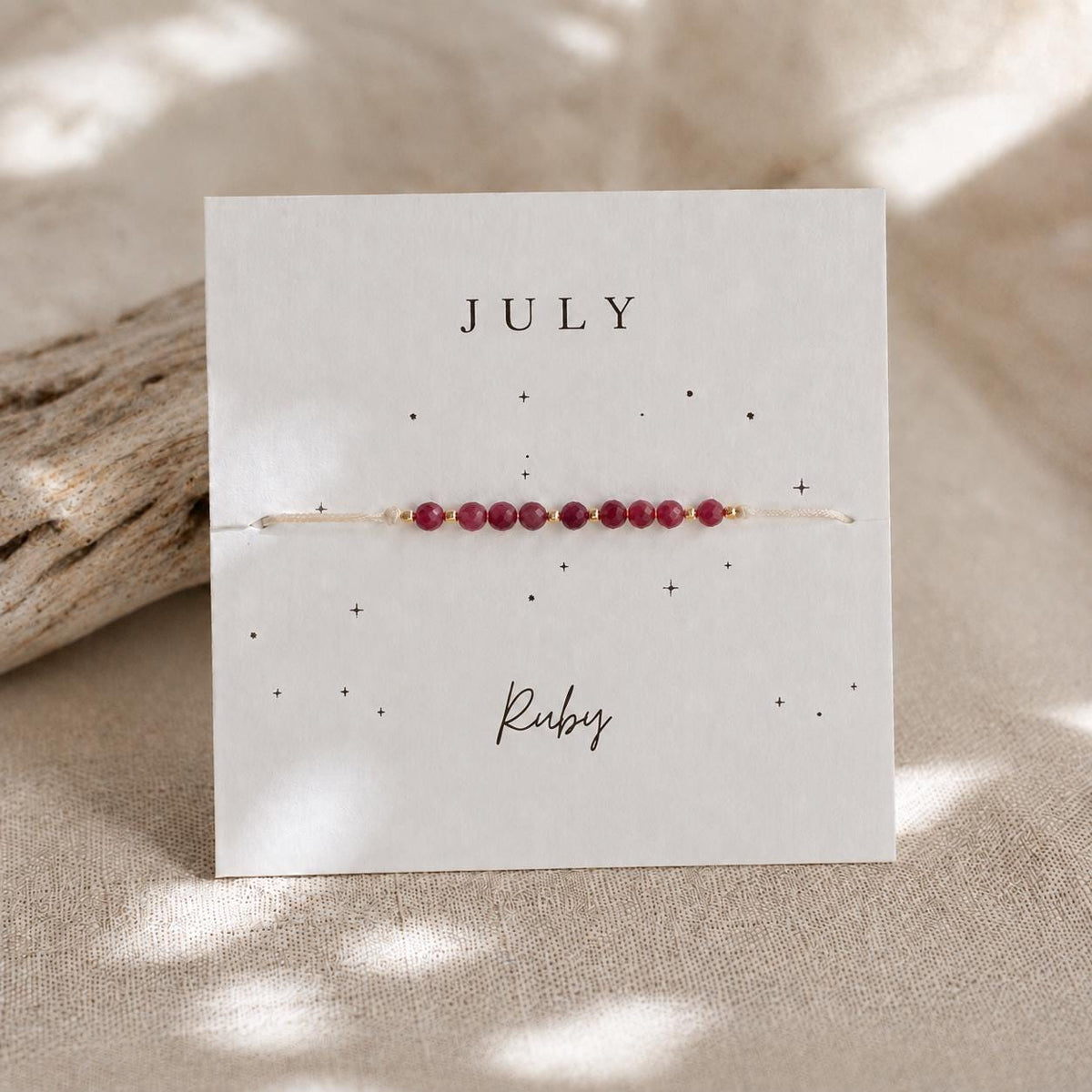 July Birthstone Wish Bracelet | Ruby Gemstone Bracelet | Adjustable Cord Bracelet | July Birthday Gift for Her | Dainty Birthstone Jewelry