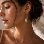 Raw Aquamarine Earrings | March Birthstone Jewelry | Natural Blue Gemstone Drop Earrings