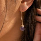 Raw Amethyst Earrings | February Birthstone Jewelry | Natural Purple Gemstone Drop Earrings