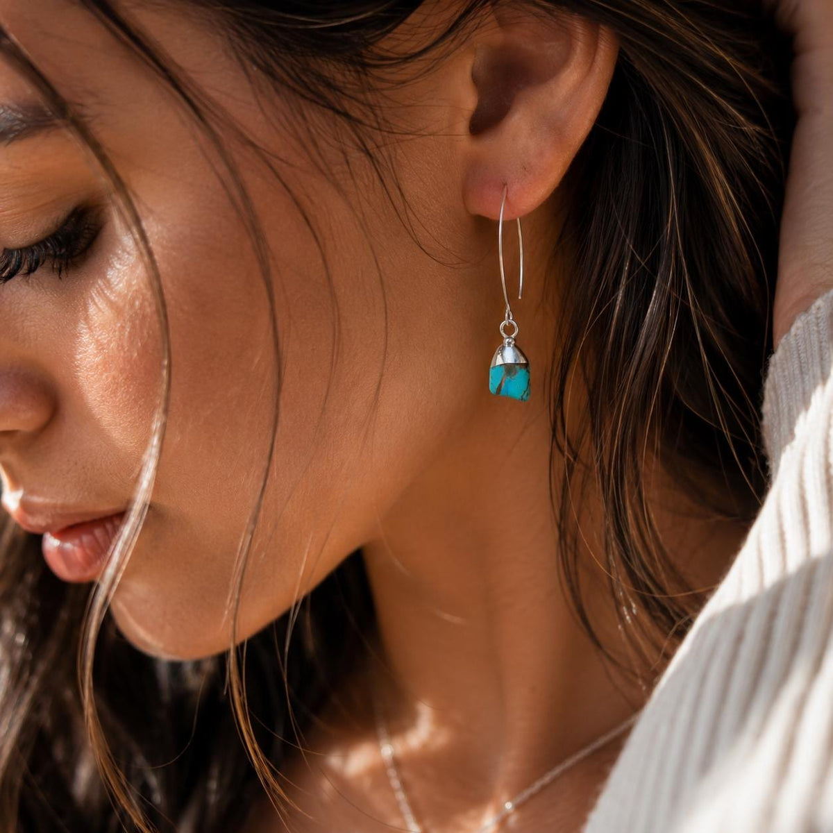 Natural Turquoise Drop Earrings | December Birthstone, Earthy Gemstone Jewelry
