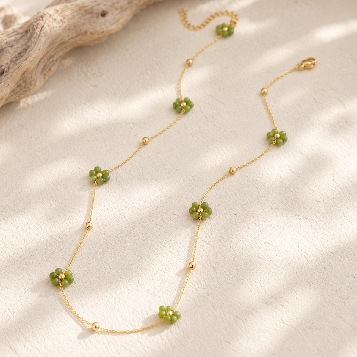 Dainty Flower Necklace | Gold Floral Beaded Necklace | Colorful Flower Jewelry | Delicate Layering Necklace | Flower Girl Necklace