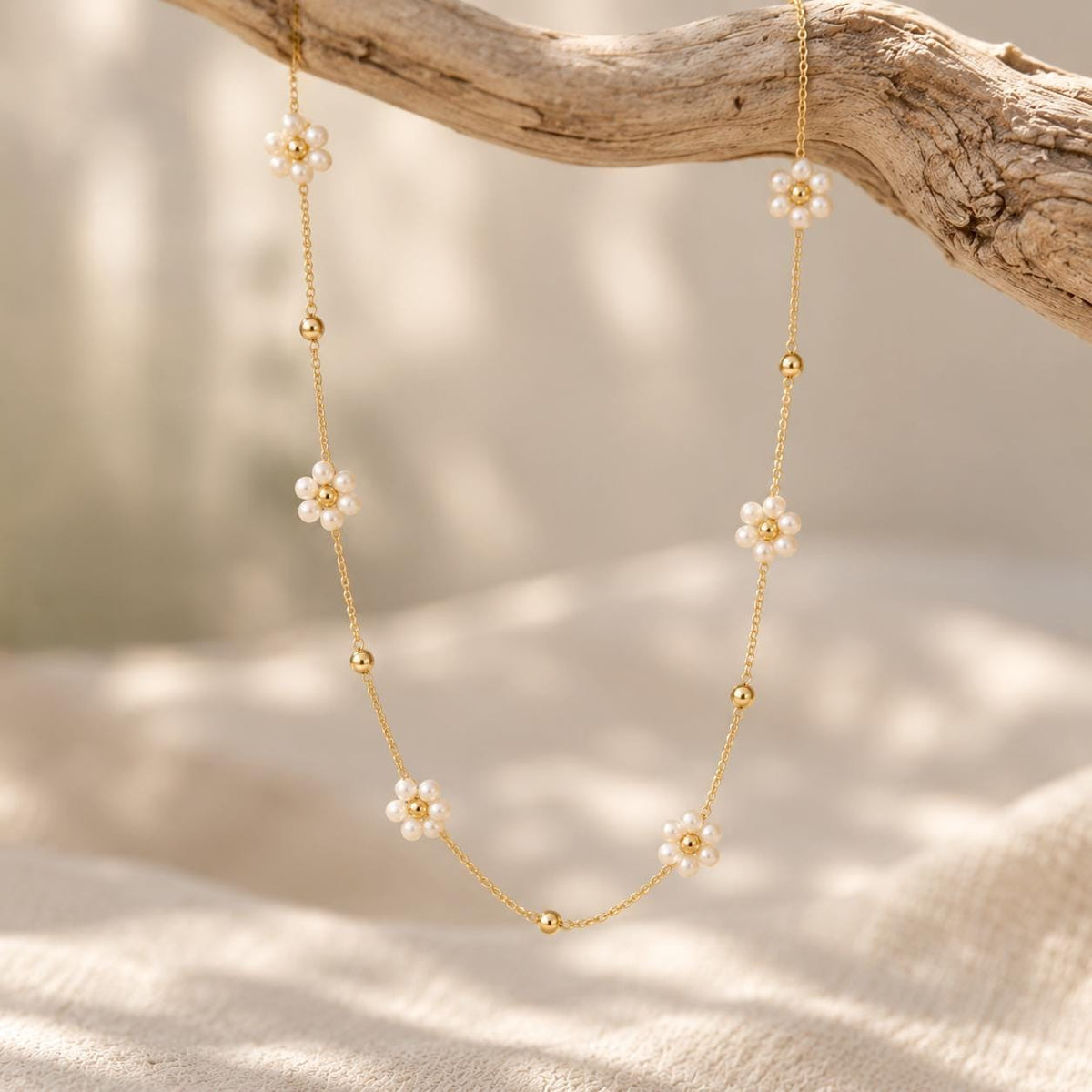 Dainty Flower Necklace | Gold Floral Beaded Necklace | Colorful Flower Jewelry | Delicate Layering Necklace | Flower Girl Necklace