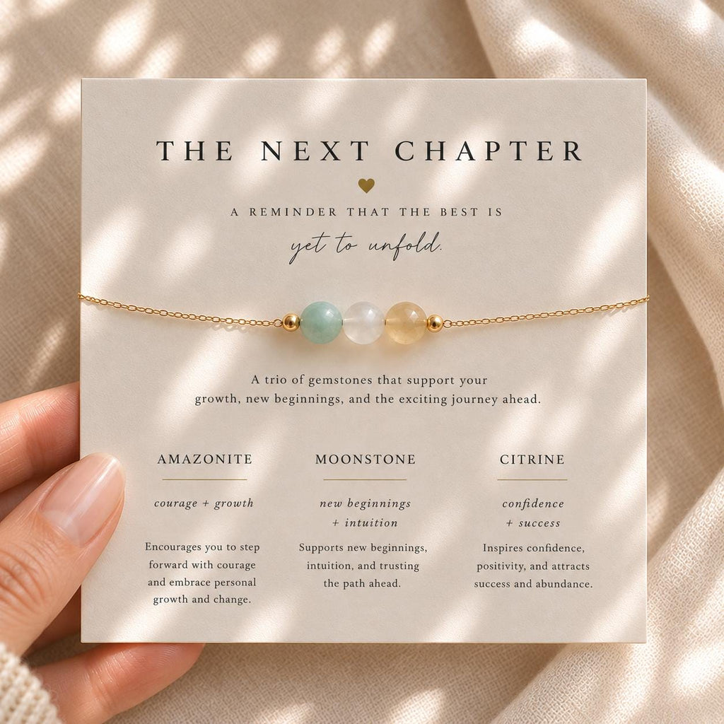 The Next Chapter Necklace, Amazonite Moonstone Citrine, Graduation Gift for Her, College Bound Jewelry, New Beginnings Gift
