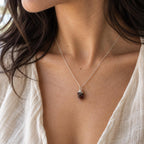 Raw Garnet Necklace, January Birthstone Necklace, Garnet Pendant, Dainty Gemstone Necklace, Meaningful Gift for Her