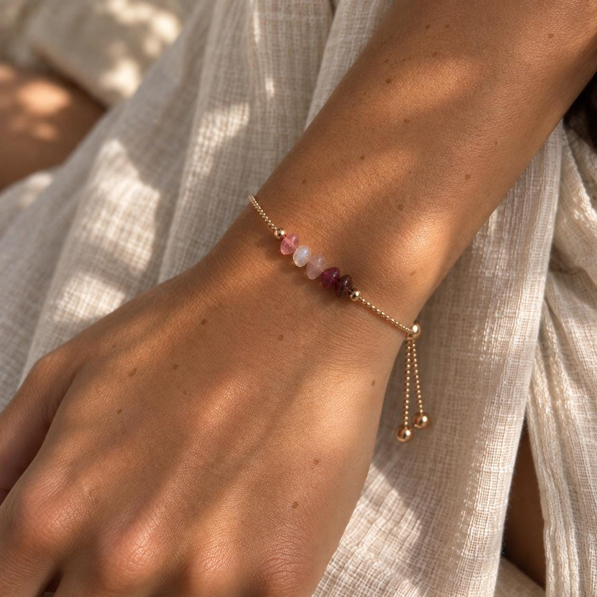 Family Birthstone Bracelet | Personalized Mom Bracelet | Custom Gemstone Jewelry | Adjustable Bolo Bracelet | Gift for Mom