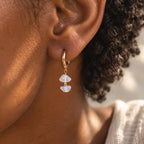 Moonstone Huggie Earrings | Natural Gemstone Gold Hoops | Dainty Moonstone Earrings | June Birthstone Jewelry