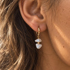 Moonstone Huggie Earrings | Natural Gemstone Gold Hoops | Dainty Moonstone Earrings | June Birthstone Jewelry