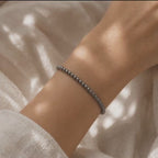 Hematite Beaded Bracelet • Minimalist Gray Gemstone Bracelet • 3mm Dainty Bracelet • Natural Hematite Jewelry • Stacking Bracelet Gift