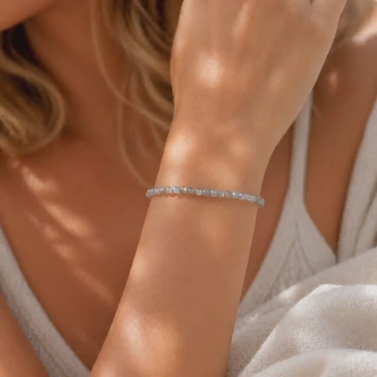 Dainty Labradorite Gemstone Bracelet • Genuine 3mm Crystal Jewelry • Dainty & Delicate