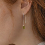 Raw Peridot Earrings | August Birthstone Jewelry | Natural Green Gemstone Drop Earrings